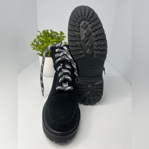 NEW Aquatalia Mayra Weatherproof Suede Leather Lace-Up & Zip Boot US 7 Black - Picture 10 of 13